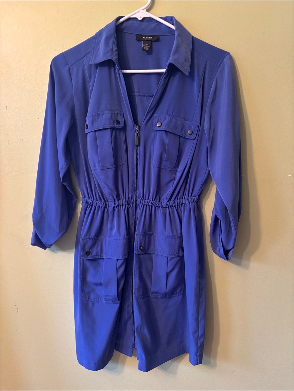 Alfani Cobalt Blue Utility Zip Shirt Dress